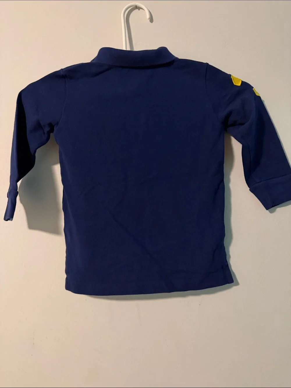 Ralph Lauren Navy Long-Sleeve Polo with Yellow Logo & Sleeve Patch - Kids